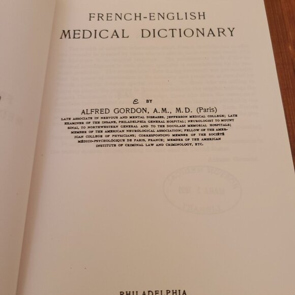 French-English Medical Dictionary by Gordon Alfred - Picture 4 of 5